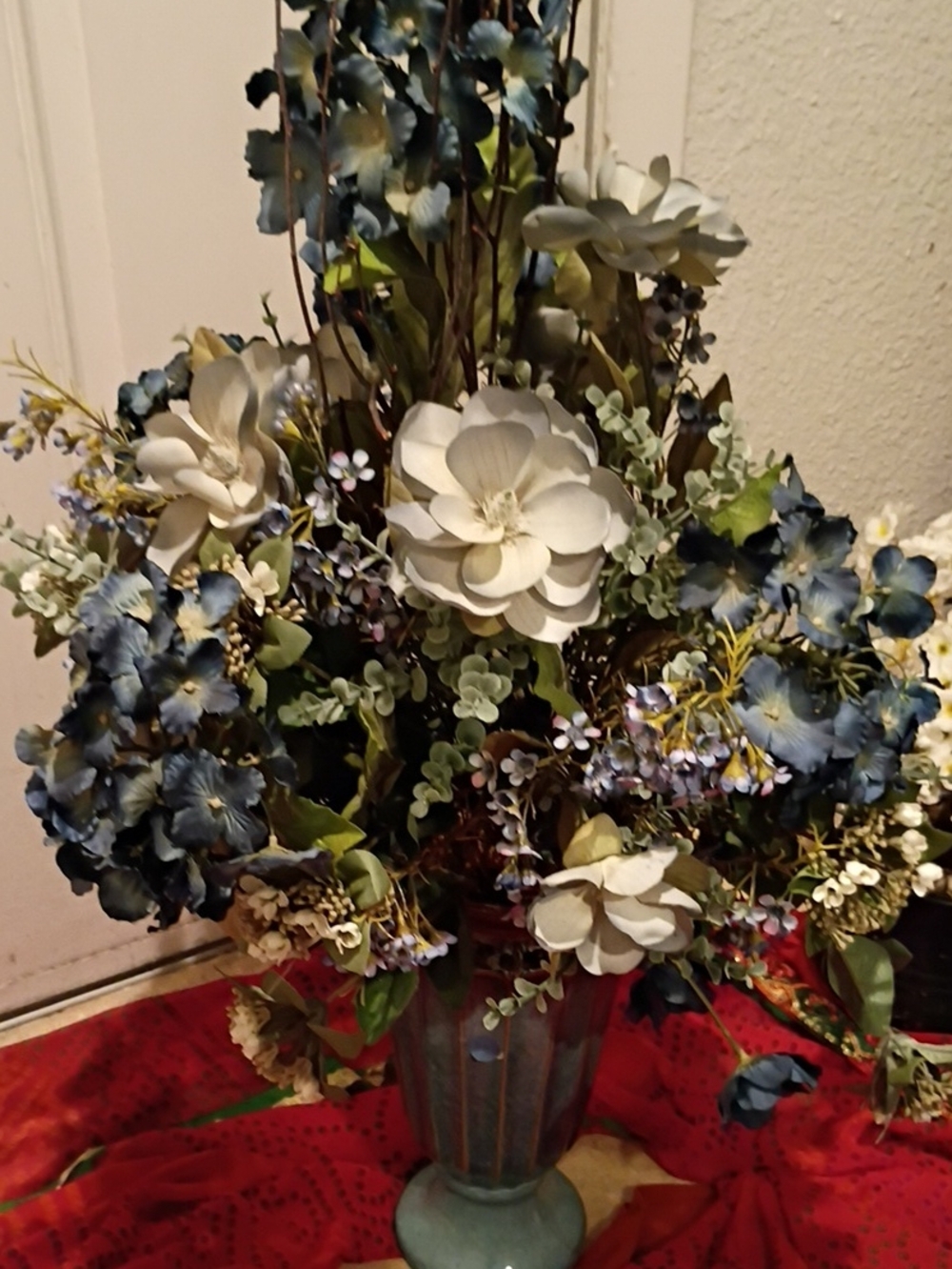 Home Accents Faux Floral Bouquet in Blue and Cream